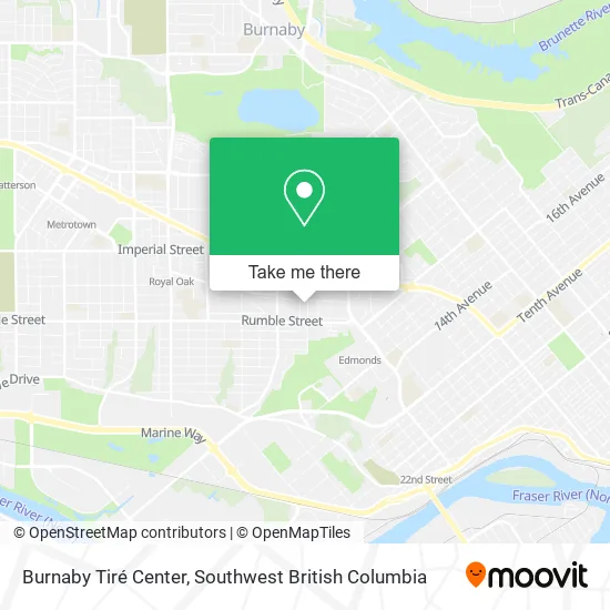 Burnaby Tiré Center map
