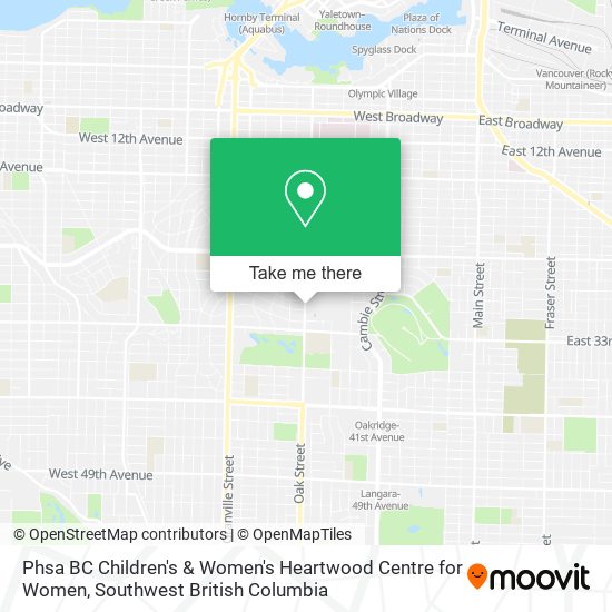 Phsa BC Children's & Women's Heartwood Centre for Women map