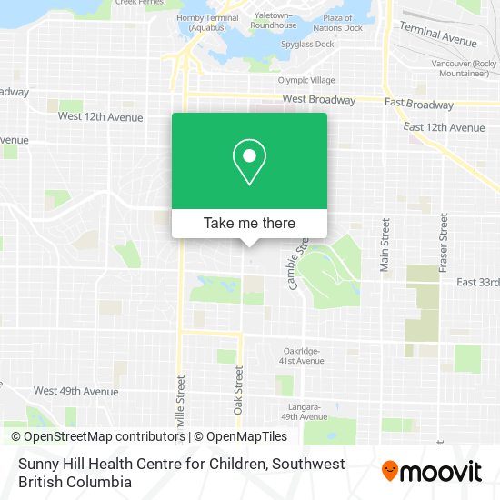 Sunny Hill Health Centre for Children map