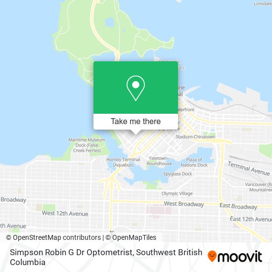 Simpson Robin G Dr Optometrist map