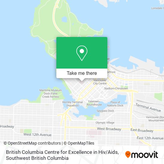 British Columbia Centre for Excellence in Hiv / Aids map