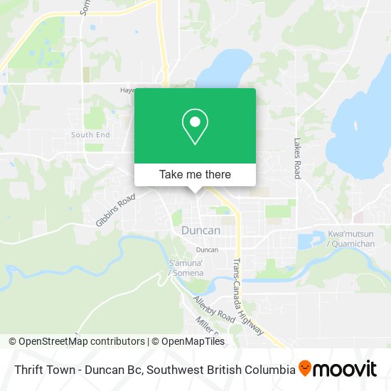 Thrift Town - Duncan Bc map