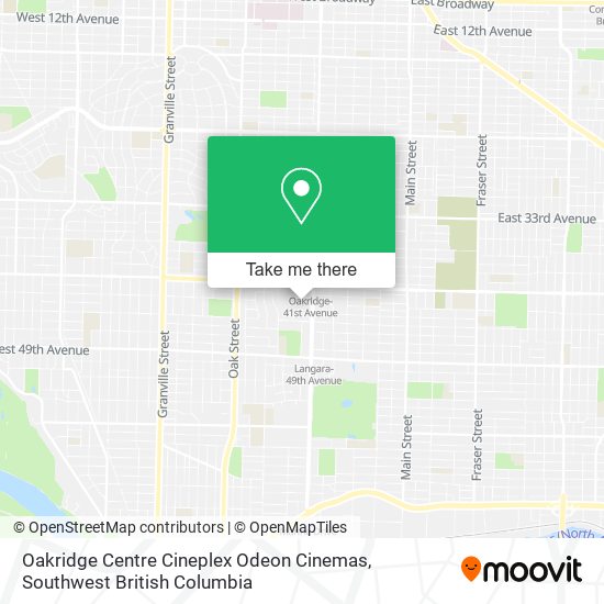 Oakridge Centre Cineplex Odeon Cinemas plan