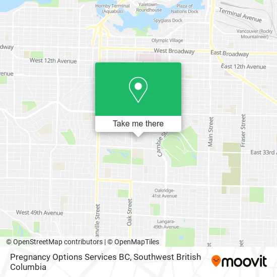 Pregnancy Options Services BC map