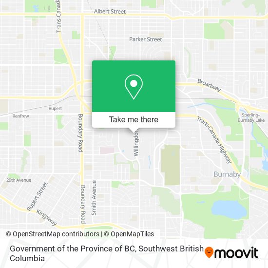 Government of the Province of BC map