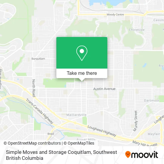 Simple Moves and Storage Coquitlam map