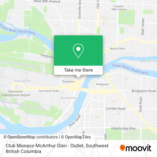 Club Monaco McArthur Glen - Outlet map
