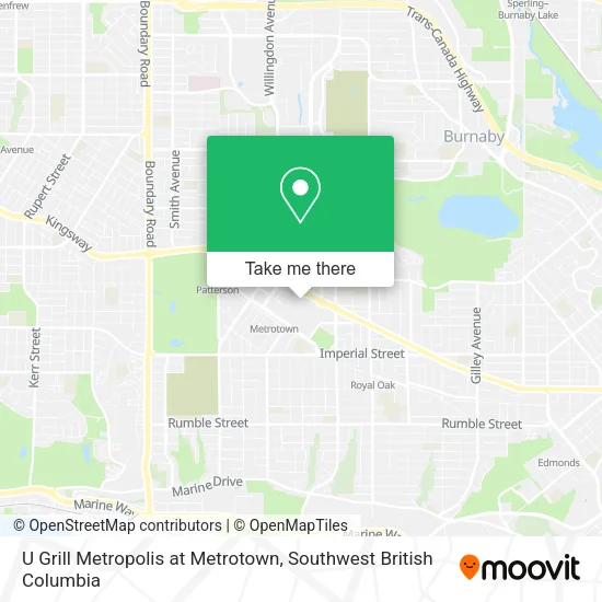 U Grill Metropolis at Metrotown map