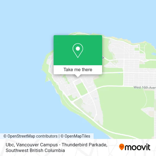 Ubc, Vancouver Campus - Thunderbird Parkade map