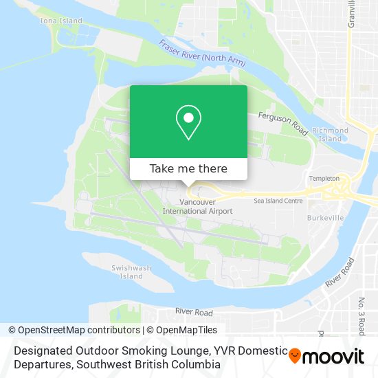 Designated Outdoor Smoking Lounge, YVR Domestic Departures map