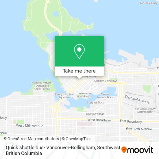 Quick shuttle bus- Vancouver-Bellingham map