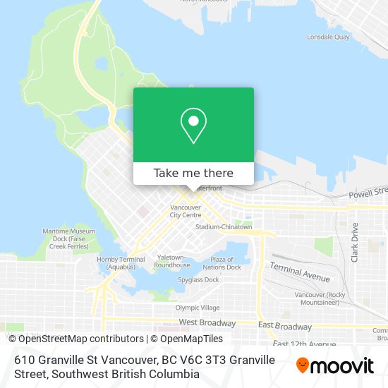 610 Granville St Vancouver, BC V6C 3T3 Granville Street map