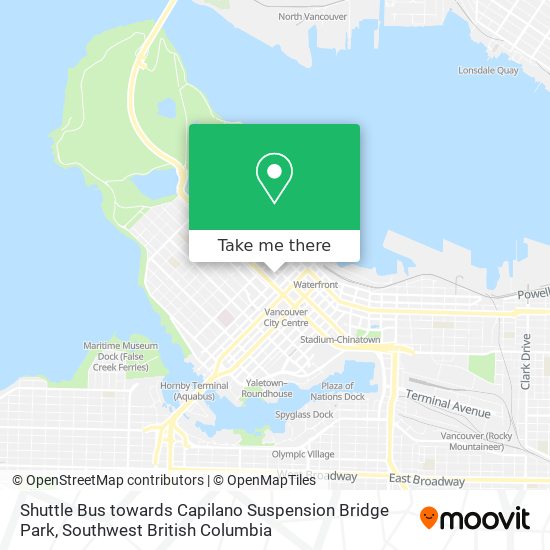 Shuttle Bus towards Capilano Suspension Bridge Park map