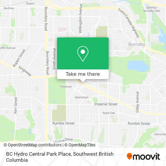 BC Hydro Central Park Place map