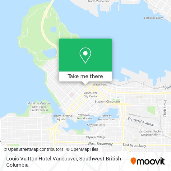 How to get to Louis Vuitton Hotel Vancouver by Bus or SkyTrain?
