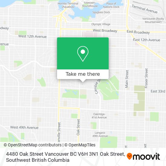 4480 Oak Street Vancouver BC V6H 3N1 Oak Street map