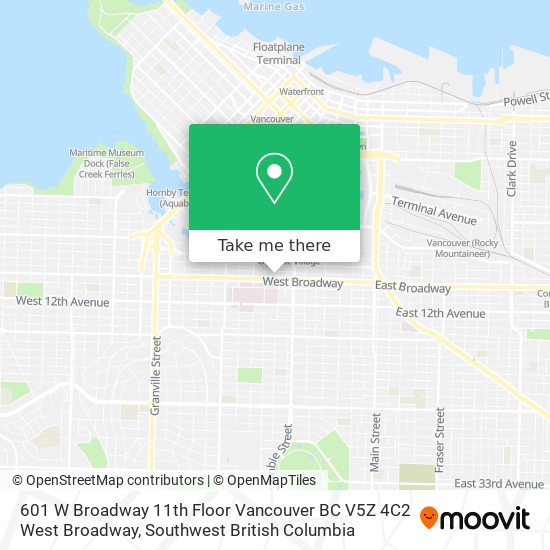 601 W Broadway 11th Floor Vancouver BC V5Z 4C2 West Broadway map