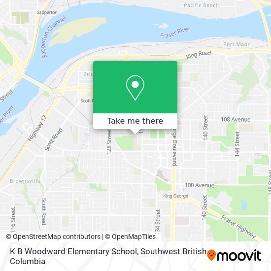 K B Woodward Elementary School map