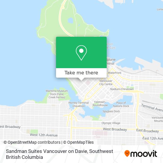 Sandman Suites Vancouver on Davie map