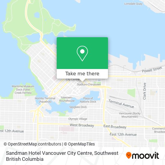 Sandman Hotel Vancouver City Centre map