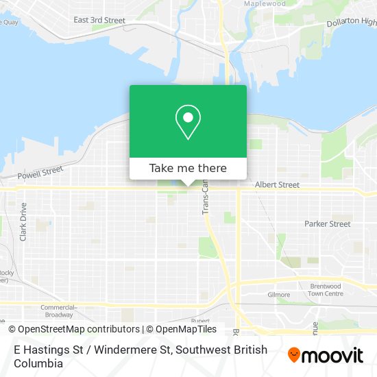 E Hastings St / Windermere St map
