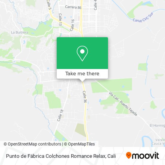 Punto de Fábrica Colchones Romance Relax map