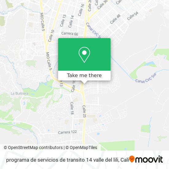 programa de servicios de transito 14 valle del lili map