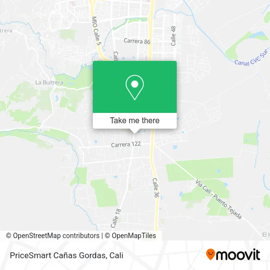 PriceSmart Cañas Gordas map
