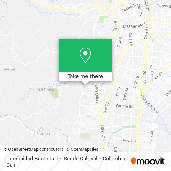 Mapa de Comunidad Bautista del Sur de Cali, valle Colombia