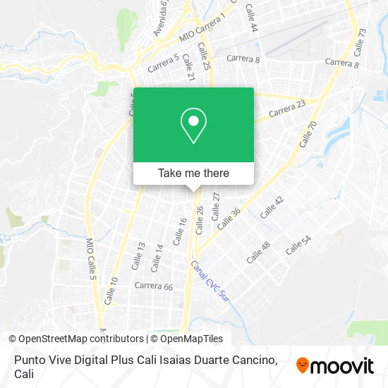 Mapa de Punto Vive Digital Plus Cali Isaias Duarte Cancino