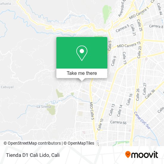 Mapa de Tienda D1 Cali Lido