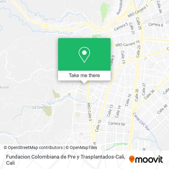 Mapa de Fundacion Colombiana de Pre y Trasplantados-Cali