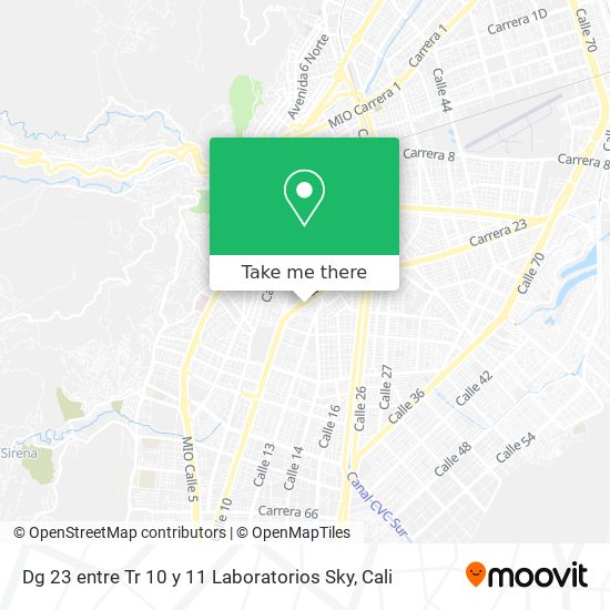 Mapa de Dg 23 entre Tr 10 y 11 Laboratorios Sky