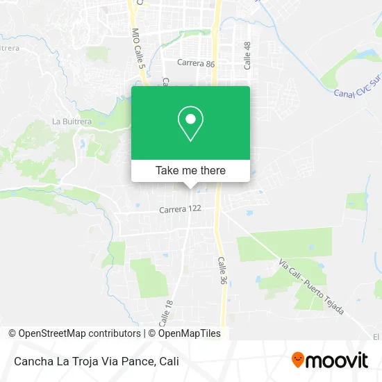 Cancha La Troja Via Pance map