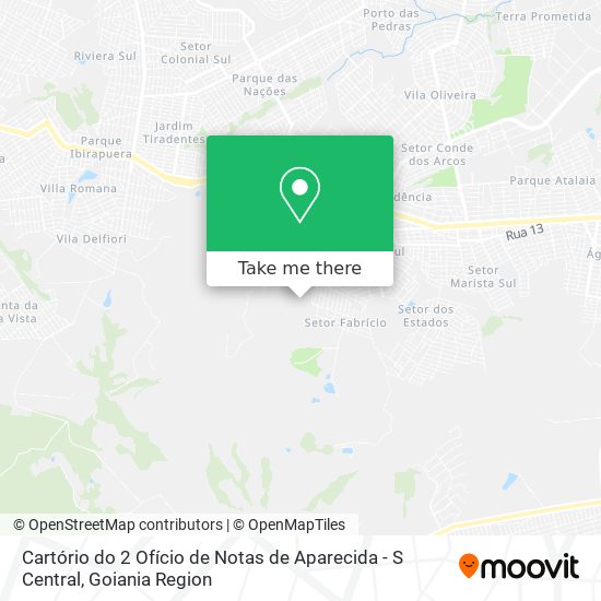 Mapa Cartório do 2 Ofício de Notas de Aparecida - S Central