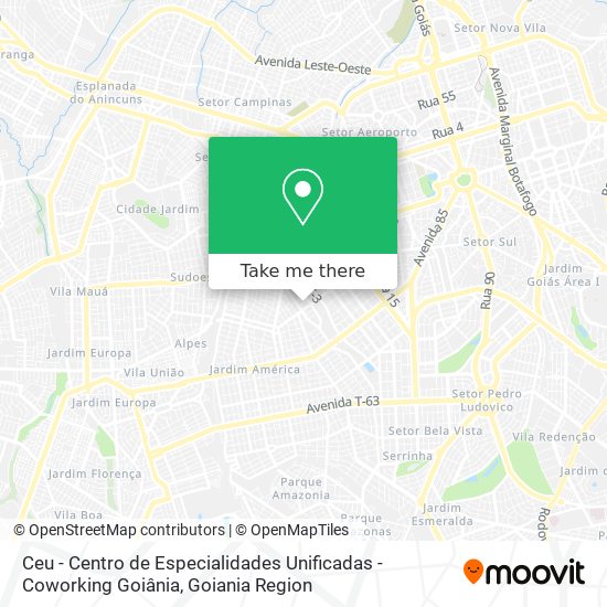 Ceu - Centro de Especialidades Unificadas - Coworking Goiânia map