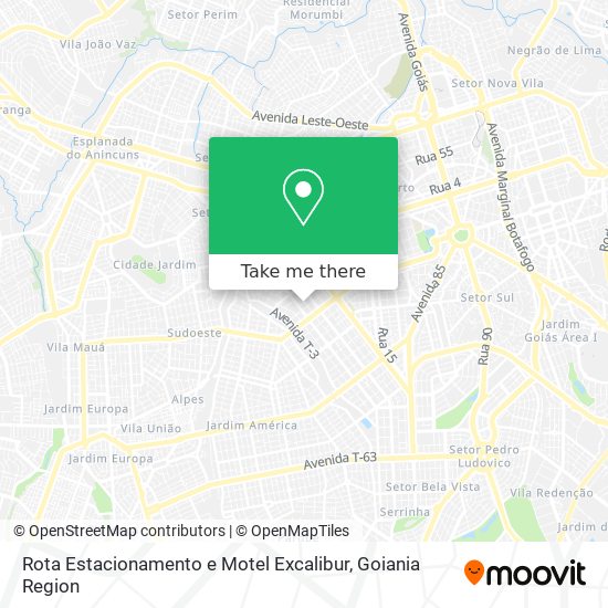 Rota Estacionamento e Motel Excalibur map