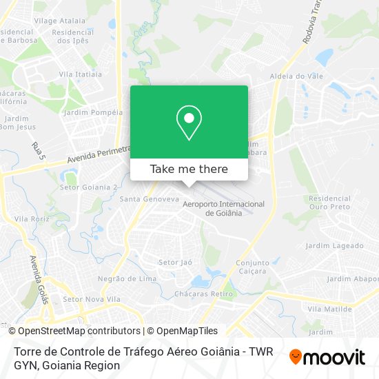 Mapa Torre de Controle de Tráfego Aéreo Goiânia - TWR GYN
