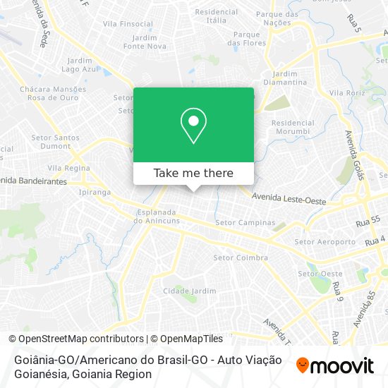 Mapa Goiânia-GO / Americano do Brasil-GO - Auto Viação Goianésia