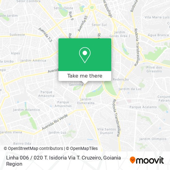 Mapa Linha 006 / 020 T. Isidoria Via T.  Cruzeiro