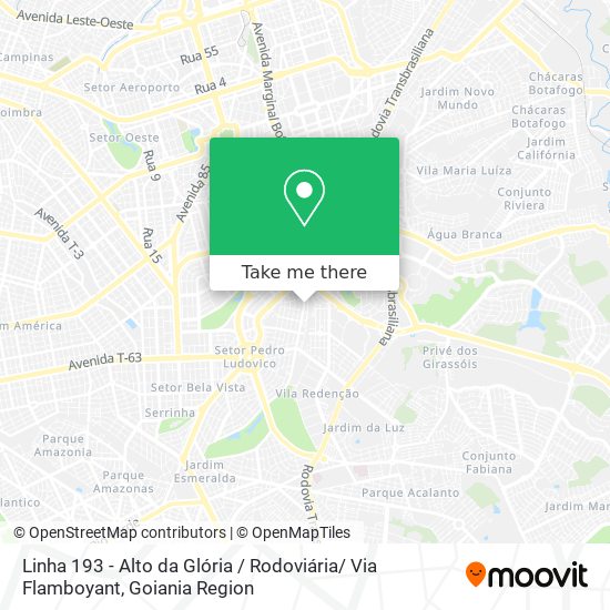 Mapa Linha 193 - Alto da Glória / Rodoviária/ Via Flamboyant