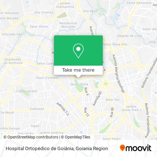 Mapa Hospital Ortopédico de Goiânia