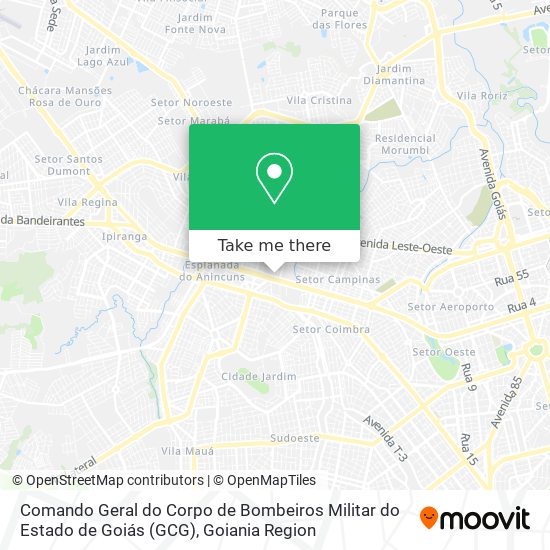 Mapa Comando Geral do Corpo de Bombeiros Militar do Estado de Goiás  (GCG)