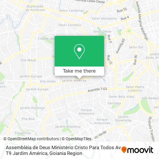 Mapa Assembléia de Deus Ministério Cristo Para Todos Av T9 Jardim América