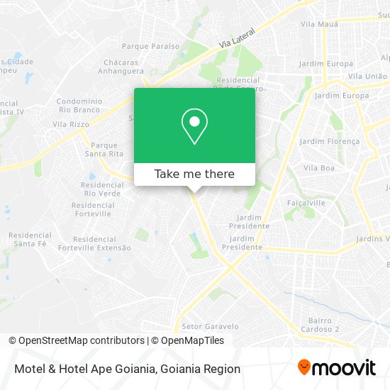 Mapa Motel & Hotel Ape Goiania