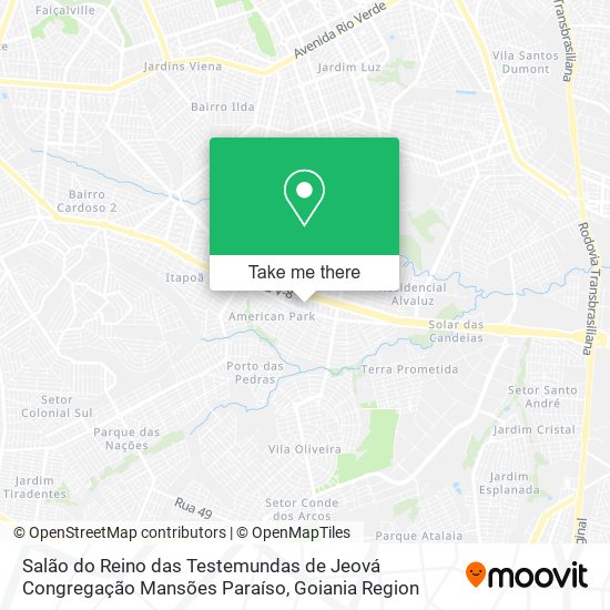 Salão do Reino das Testemundas de Jeová Congregação Mansões Paraíso map