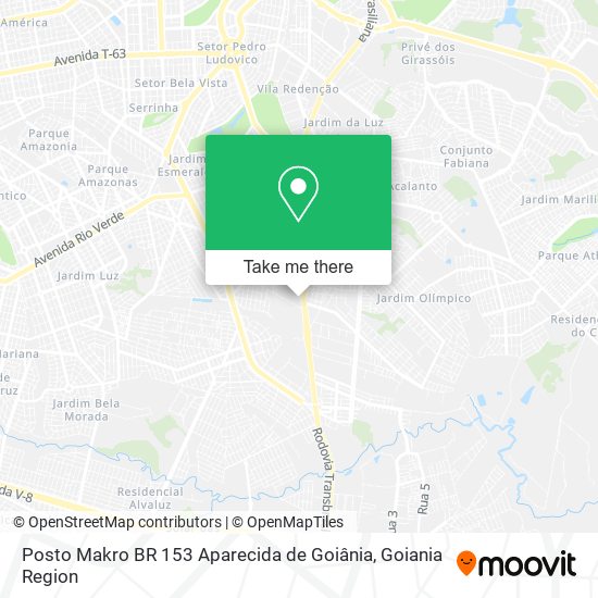 Mapa Posto Makro BR 153 Aparecida de Goiânia