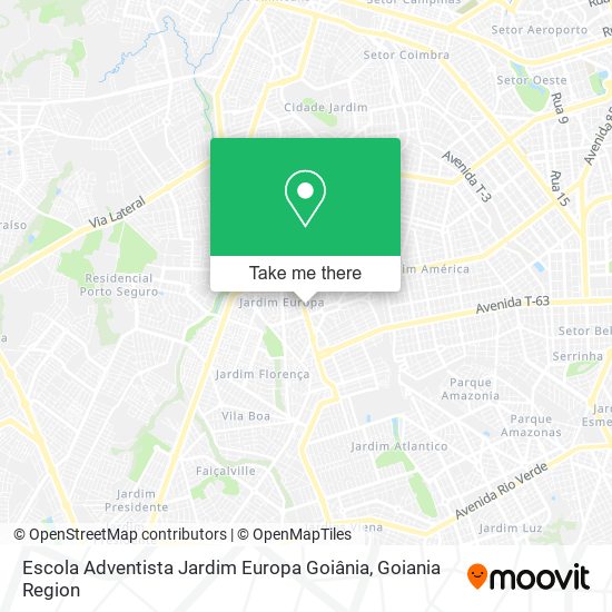 Mapa Escola Adventista Jardim Europa Goiânia