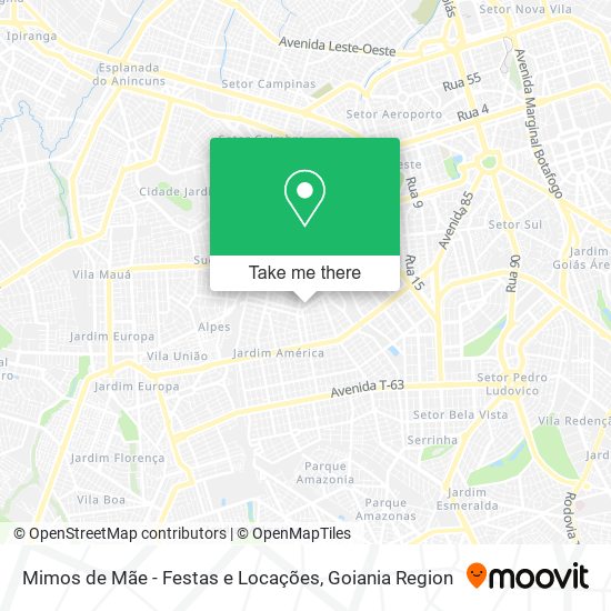 Mapa Mimos de Mãe - Festas e Locações