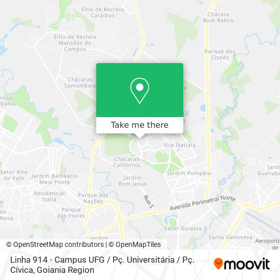 Mapa Linha 914 - Campus UFG / Pç. Universitária / Pç. Cívica